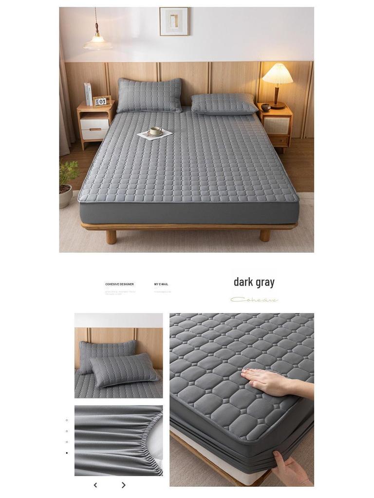 Rutschfeste, einfarbige, gesteppte Tagesdecke: Hautfreundliche, gewaschene Baumwolle