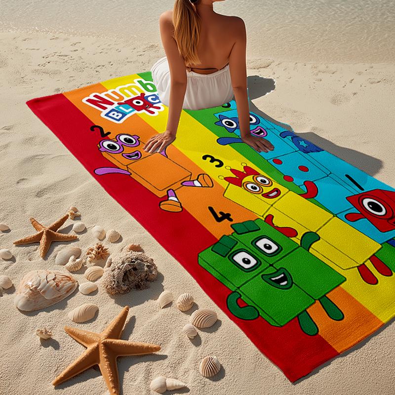 Number-Blocks Abenteuer Strandtuch, Superweiche Mikrofaser, Geschenk für Sie/Ihn, Geburtstag, für Pool, Strand, Reisen, Heimdeko Fan-Geschenke