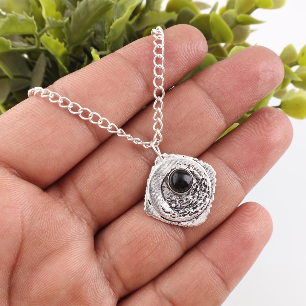 Svart turmalin anheng edelstenssmykker, 925 solid sterling sølv anheng, håndlagde fantastiske anhengssmykker