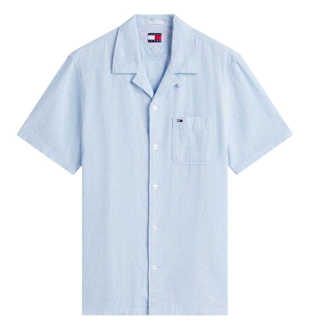 Tommy Jeans Mens Linen Short-Sleeved Shirt