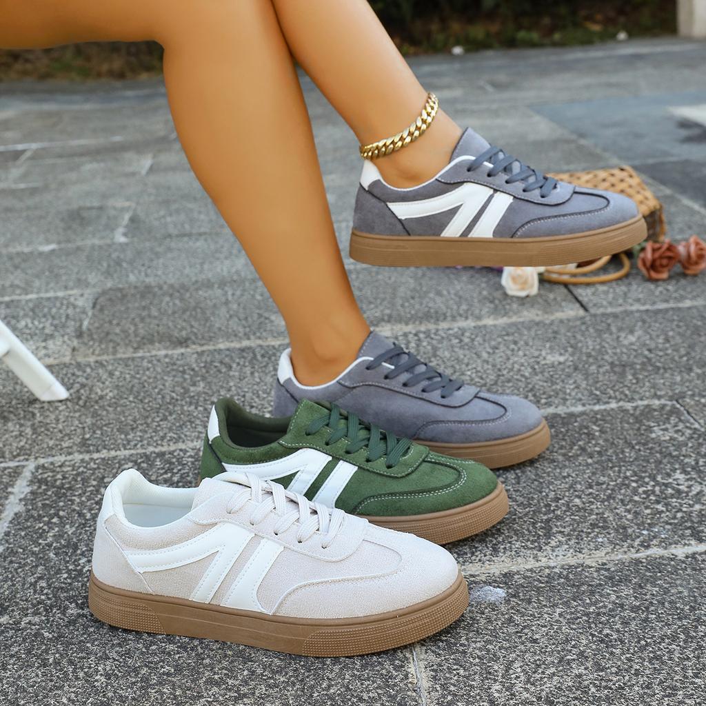 Fashion Women Tennis Sneakers Flats Ladies Fashion Mixed Colors Lace-up Vulcanized Shoes Women Spring Autumn Baotou Outdoor Sneakers