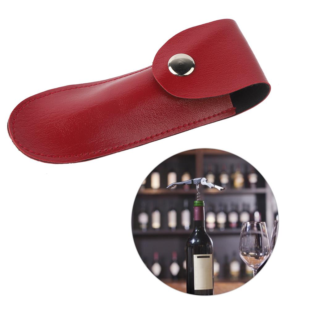 New Bottle Opener Leather Case Small Leather Bag Leather Wine Knife Set Wine Tool PU Bag(Black)