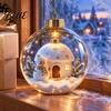 Transparent Christmas Sphere Light Flat 3D with Ball Ornament Gifts Lighted Warm LED Winter Decorative