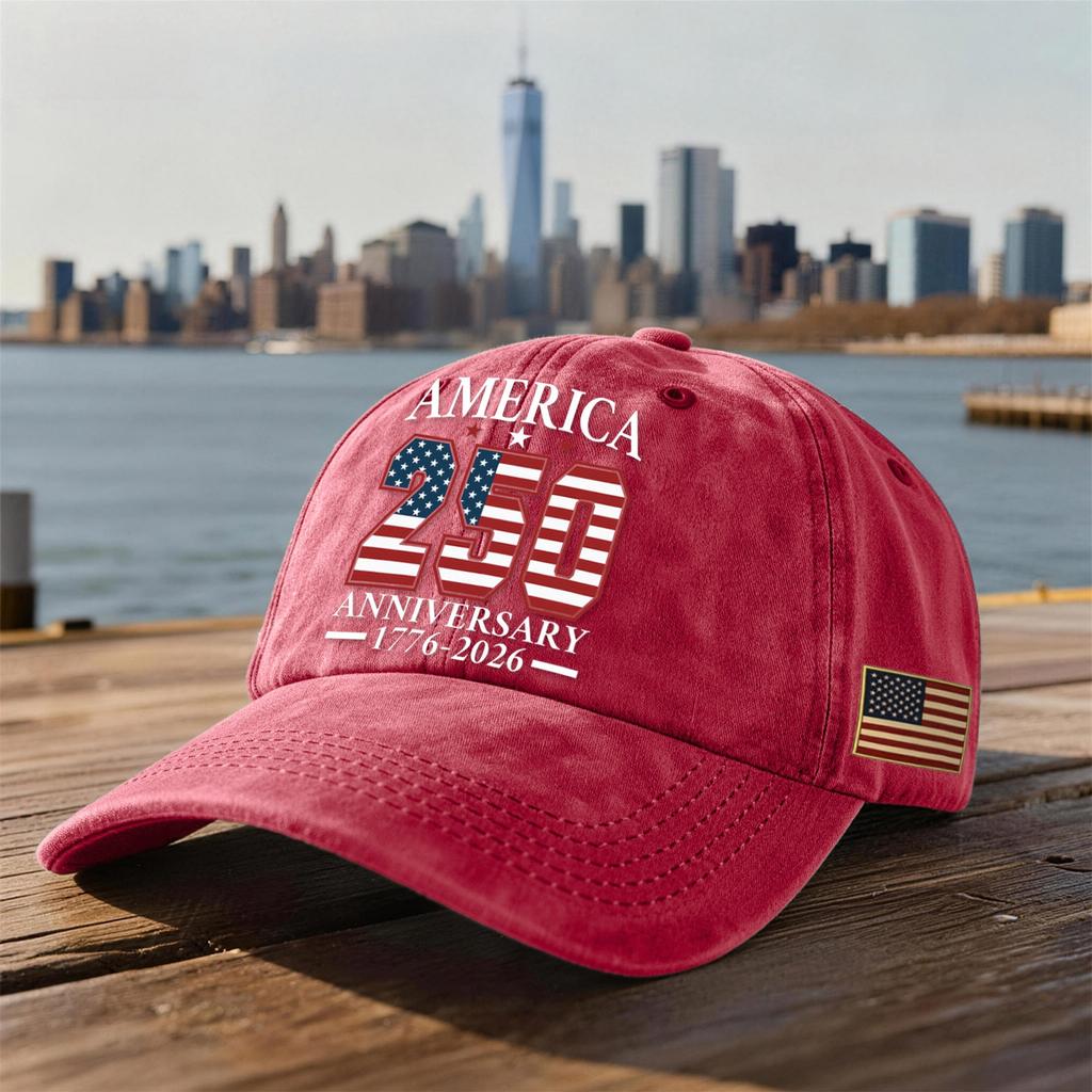 Unisex USA 250th Anniversary Printed Distressed Washed Baseball Cap | Patriotic Vintage Hat For Celebrations
