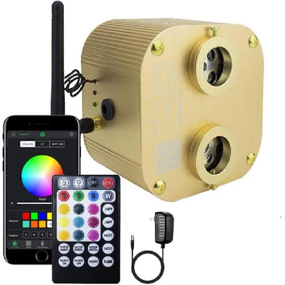 AZIMOM Bluetooth/RF Control 16W Music Mode Fiber Optic Light Source RGBW Light Box Engine for Car Home Star Ceiling Light Effect Decoration