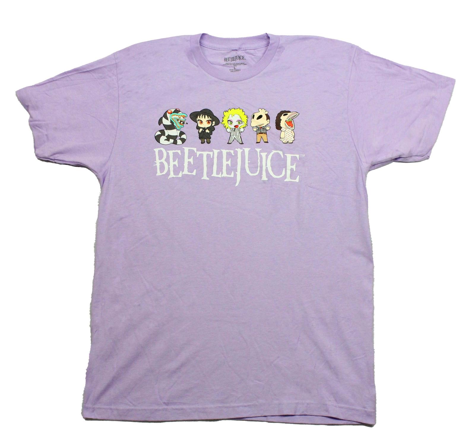 Beetlejuice New Adult T-Shirt - Chibi Characters Above Name XXL