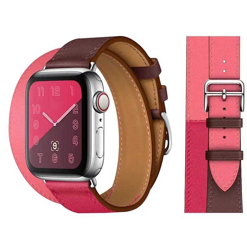 Genuine Leather Bracelet Strap For Apple Watch Band 45mm 49mm 41mm 44mm 42mm 46mm Leather Wristband iWatch Ultra 11 10 9 8 7 6 5