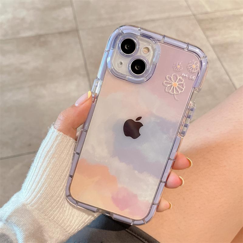 Cute Watercolor Flowers Phone Case For iPhone 11 12 13 Pro Max XS Max X 14 15 Pro MAX Luminous Hard Shockproof Bumper Back Cover