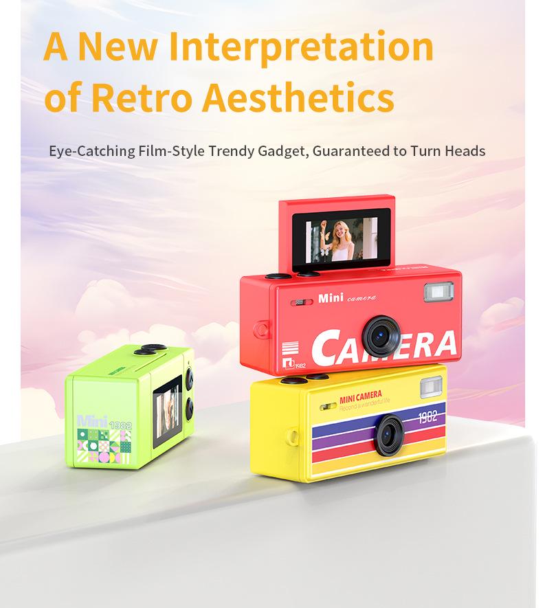 Retro Flip Screen Mini Digital Camera for Kids - Portable and Compact