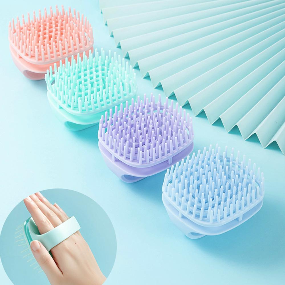 Silicone Scalp Massager Shampoo Brush Soft Silicone Brush For Hair Cleaning Dandruff Removal Wet Dry Bath Shower Brush Home Tool