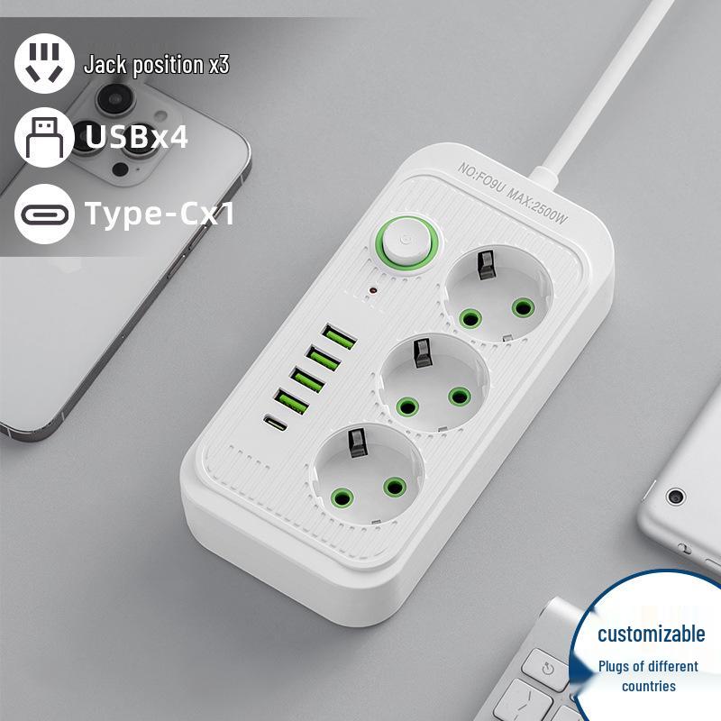 EU Standard USB Power Strip with German Socket and Switch