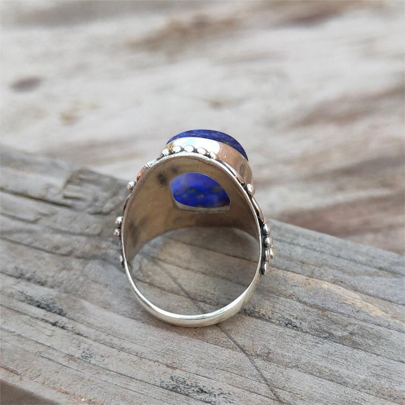 Lapis Lazuli Gemstone Ring, Solid 925 Sterling Silver Handmade Designer Ring, Bohemian Ring, Gift For Her, Christmas Gift