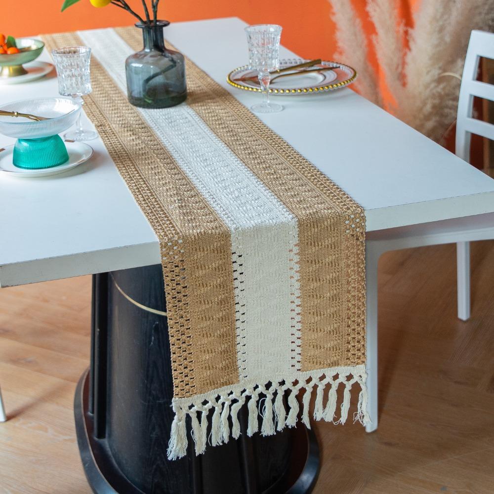 

Різдвяна скатертина раннер у стилі фермерського будинку, ткана бавовняно-лляна з бахромою, для сервірування столу, буфету, каміна 30*120cm