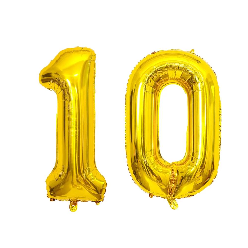 2pcs 40 Inch Number Figure Foil Balloon16 18 20 21 25 30 35 40 Years Adult Old Birthday Party Anniversary Decoration Air Balloon