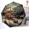 1 Stück Winterwunderland Automatisches Öffnen/Schließen Faltbarer Regenschirm mit 8 Speichen, Kunststoffgriff, Winddichter Tragbarer Sonnenschirm yy251222211