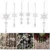Pack of 6 Christmas Tree Hangings Snowflakes Charm Ornament Acrylic Indoor Outdoor Decoration Festival Accessories