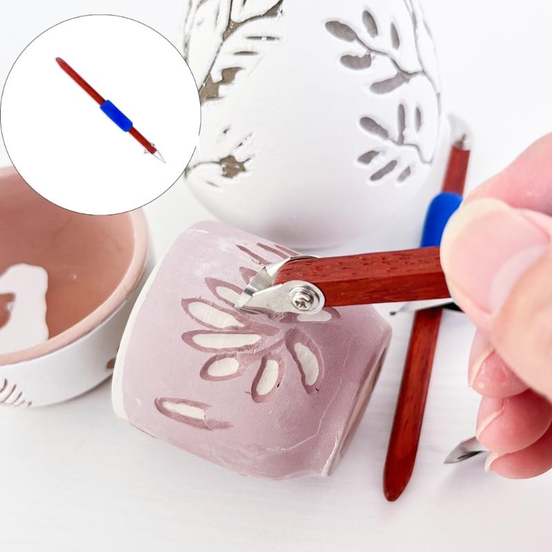 Stainless Steel Ceramic Carving Tool Wood Handle Pottery Clay Sculpting Tool For Pottery Trimming Texturing Engraving