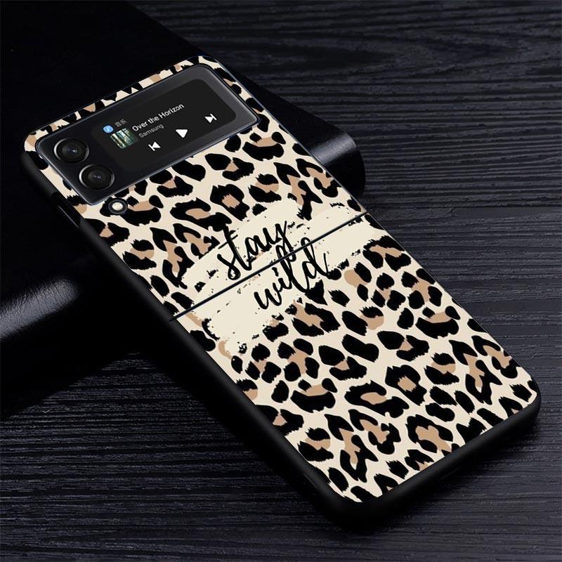 Leopard Print Z Flip 7 Phnoe Case For Samsung Z Flip 6 5 4 3 5G Galaxy ZFlip7 ZFlip4 ZFlip5 ZFlip6 ZFlip3 Phone Cover 4 Z Flip 7