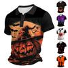 Men's Halloween Short Sleeve Casual Shirt with Turn Down Collar