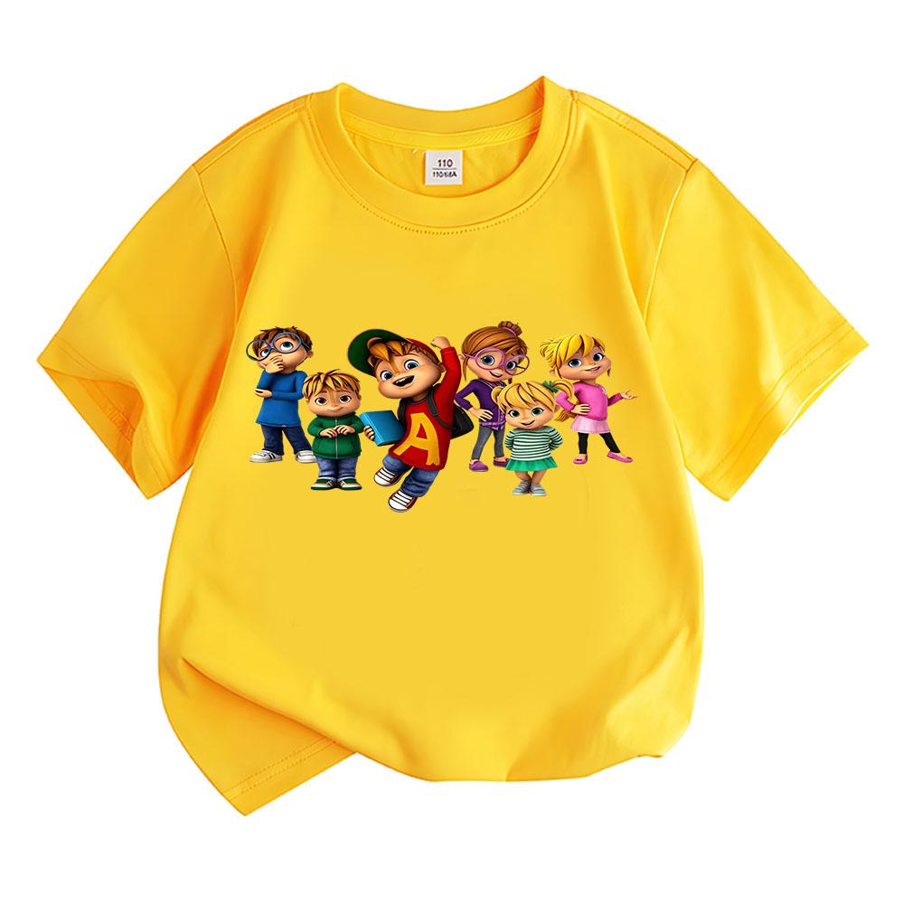 Alvin and The Chipmunks Children's Cartoon T-Shirt Cotton Kids Tees Cute Boys Girls Tops O-Neck Short Sleeve for Summer Toddler