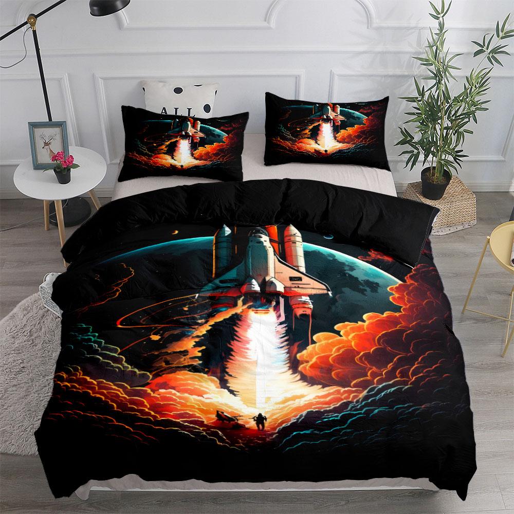 

Комплект постельного белья Neon Space Duvet Cover Set King Queen Double Full Twin Single Size EU single(135x200cm)