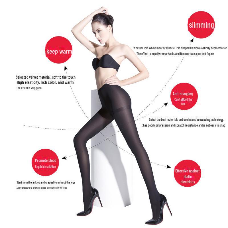 Damskie czarne, jedwabne, grube rajstopy Fenna 80D, odporne na zaciągnięcia - Jesień/Zima, aksamitne, modne rajstopy