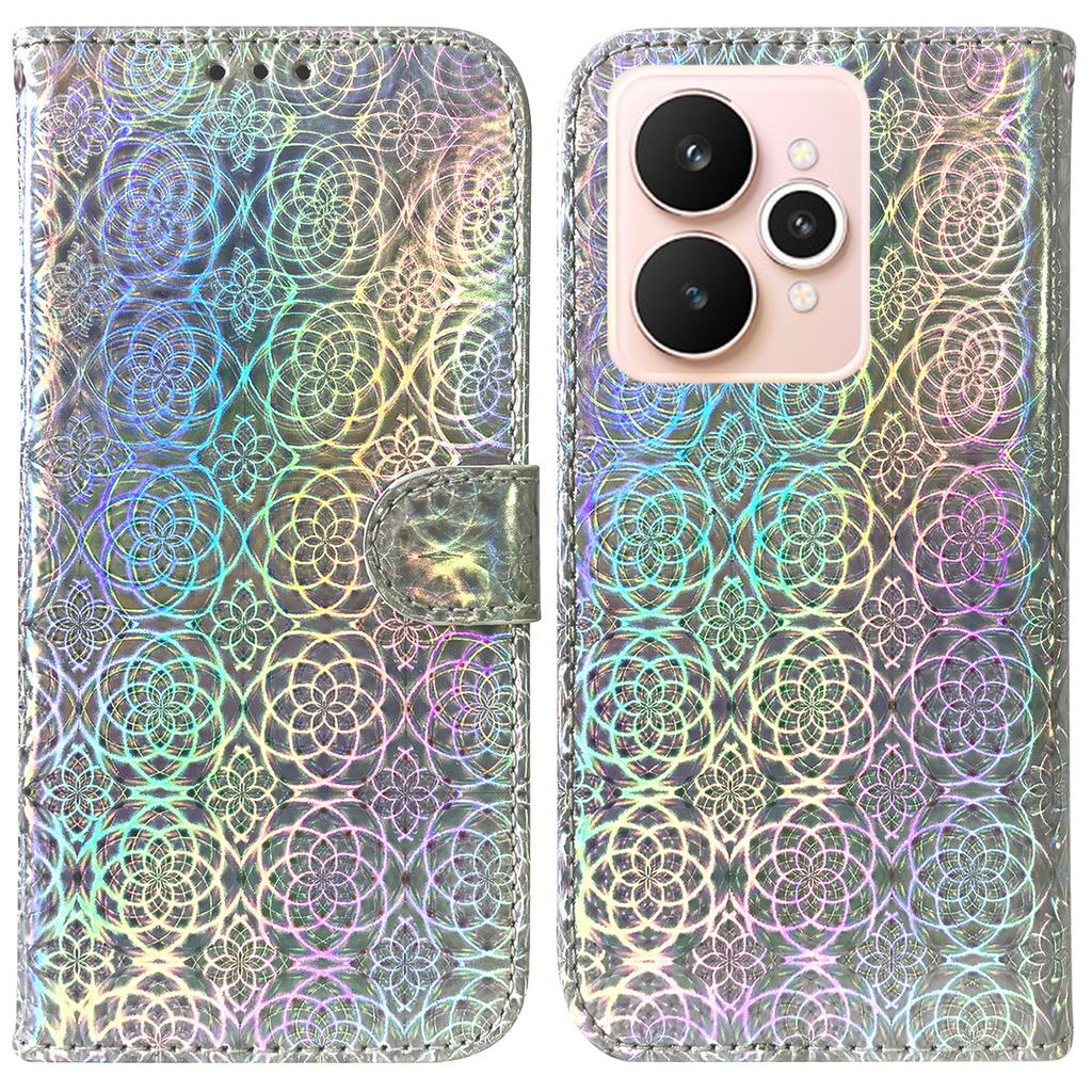 For Realme 15 Pro 5G/15 5G Stand Case Dazzling Flower Leather Phone Cover with Wrist Strap