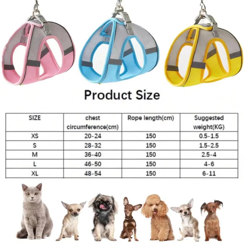 Dog Harness Leash Set for Small Dogs Adjustable Puppy Cat Harness Vest French Bulldog Chihuahua Pug Outdoor Walking Lead Leash