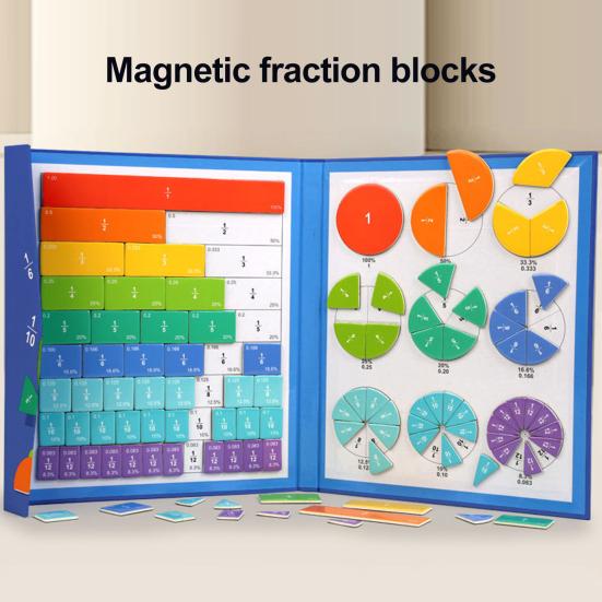 1/2 Sets Magnetic Fraction Demonstration Book Percentage Decimal Fraction Learning Magnetic Tiles Circles Educational Fraction Puzzle Teaching