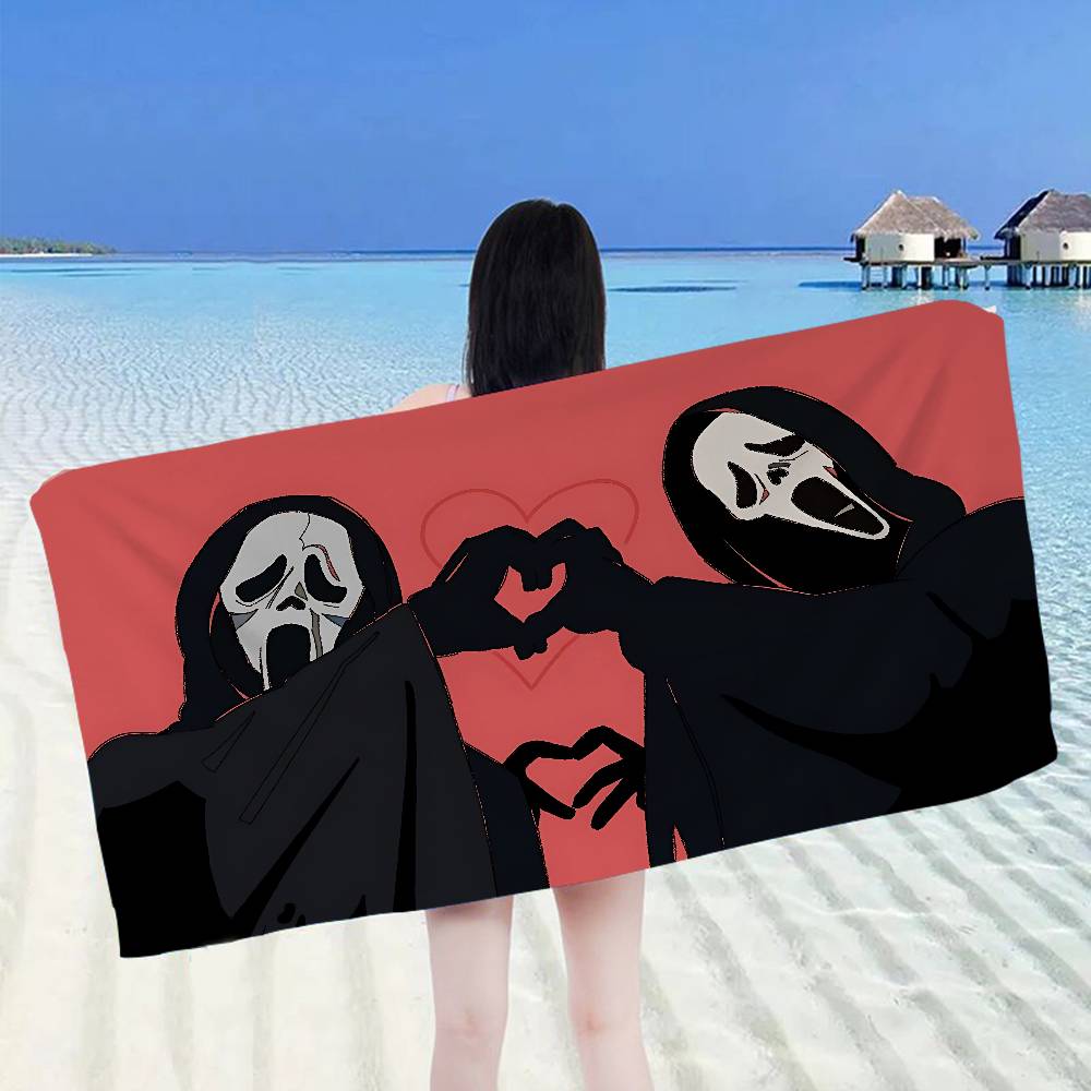 S-SCREAMS Horror Movie Microfiber Printed Beach Towel Mountain Climbing Yoga Beach Swimming Running Absorbent Soft Towel