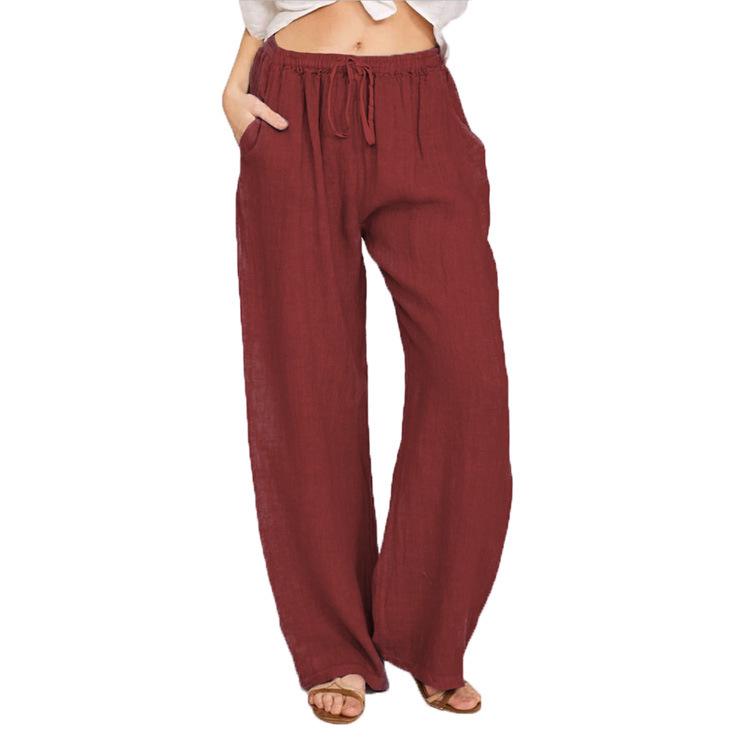 2024 Plus Size Women's Casual Loose Cotton & Linen Long Pants - European & American Style