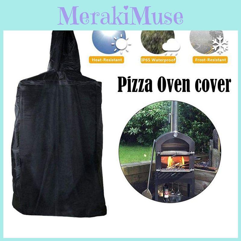 Sturdy Weatherproof Black Pizza Oven Cover For All-season Outdoor Bbq Shielding