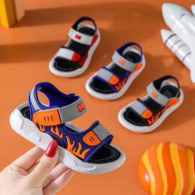 Children's  Sandals Korean Version of Non-slip Soft Bottom Velcro Small Medium and Big Boys Beach Shoes Baby Sandals