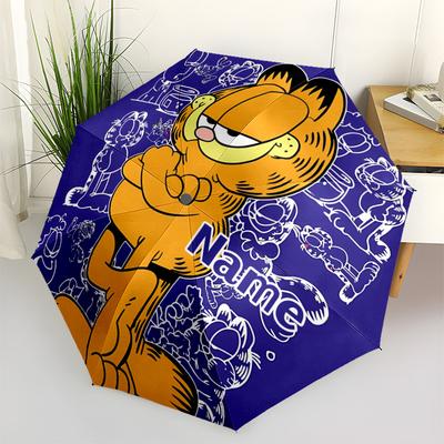 1 pièce Garfield - Parapluie Pliant Automatique Personnalisable avec Nom - Compact 8 baleines, Plastique et Fer Durables, Usage Quotidien S0106039