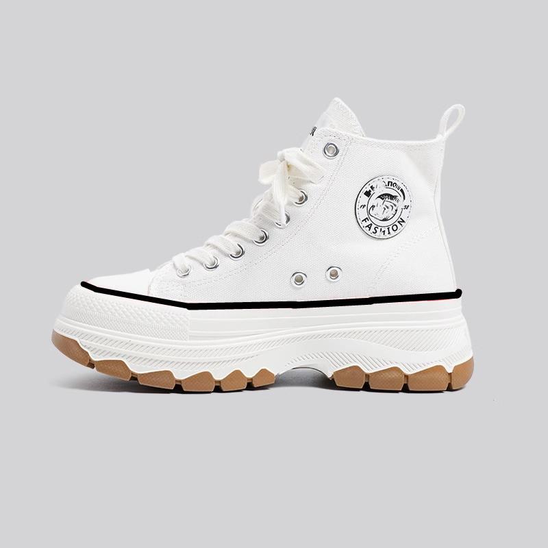 Popular platform canvas shoes women's 2025 new casual shoes muffin women's shoes heightening versatile sports little white board shoes