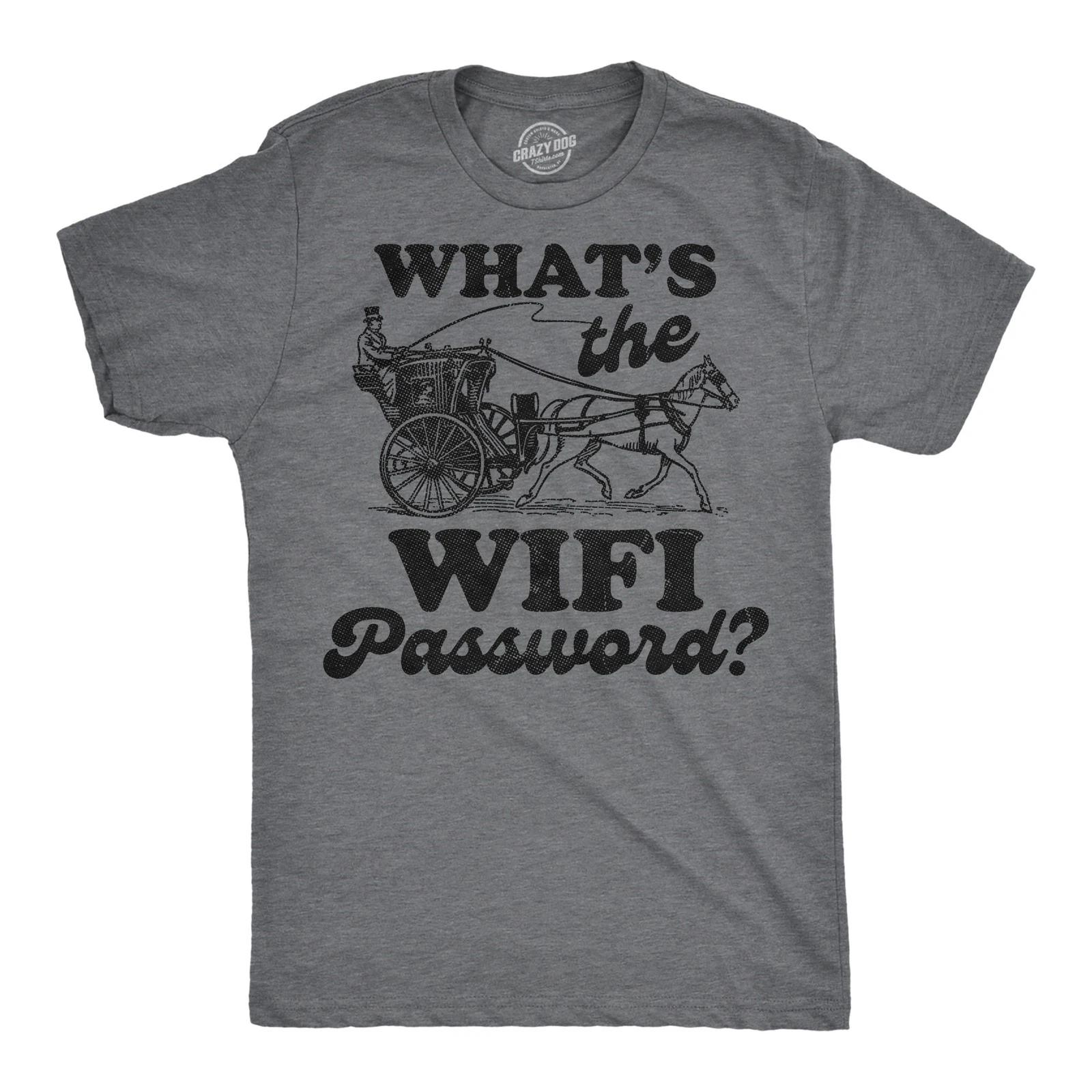 Mens Funny T Shirts Whats The Wifi Password Sarcastic Retro Graphic Novelty Tee S