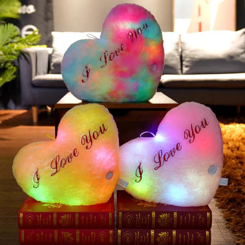 Leuchtendes LED-Liebesherz Plüschtier Weiches Plüschtier Gefülltes Leuchtendes Liebes-Kissen Kissen Raum Party Dekoration Kindergeburtstagsgeschenk