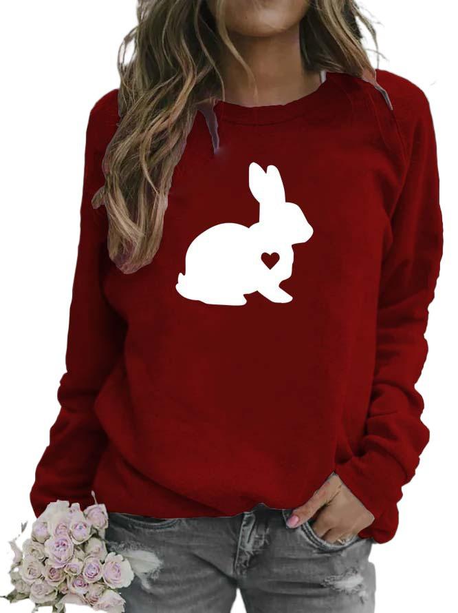 Women's Rabbit Print Round Neck Sweatshirt, 2026 Edition