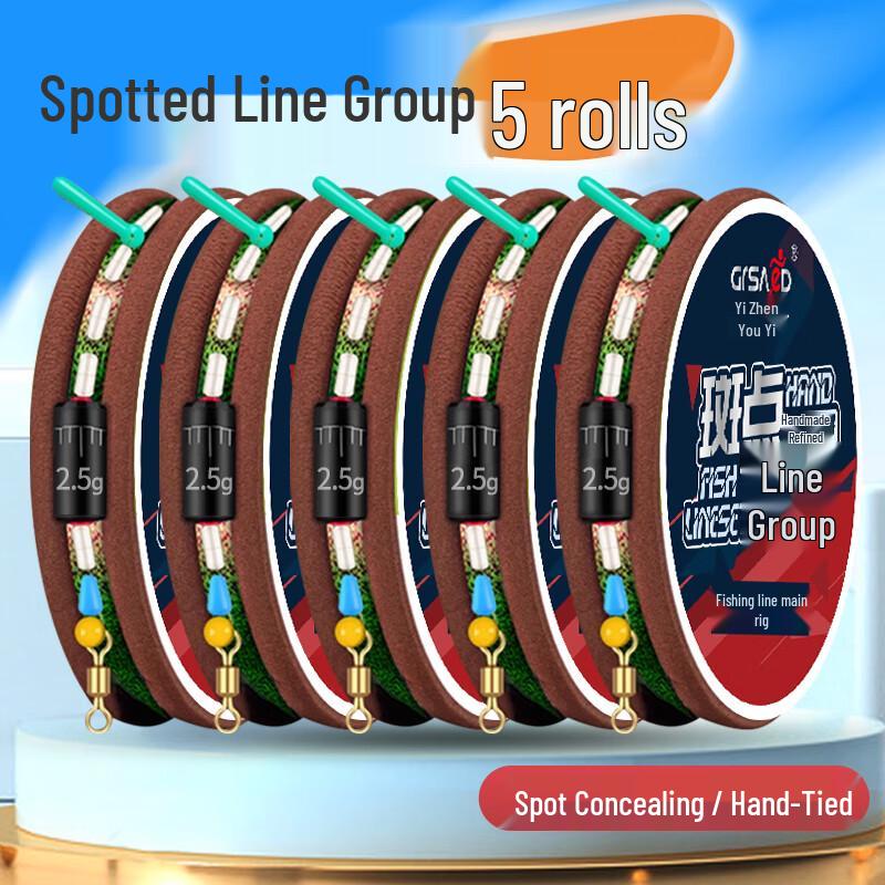 Grsaed Pre-Tied Main Fishing Line Set with Swivel (5-Pack)