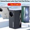 Smart Touch View Window Funda For Vivo X Fold 5 Genuine Leather Case Cover For Vivo X Fold5 Metal Kickstand Flip Leather Case