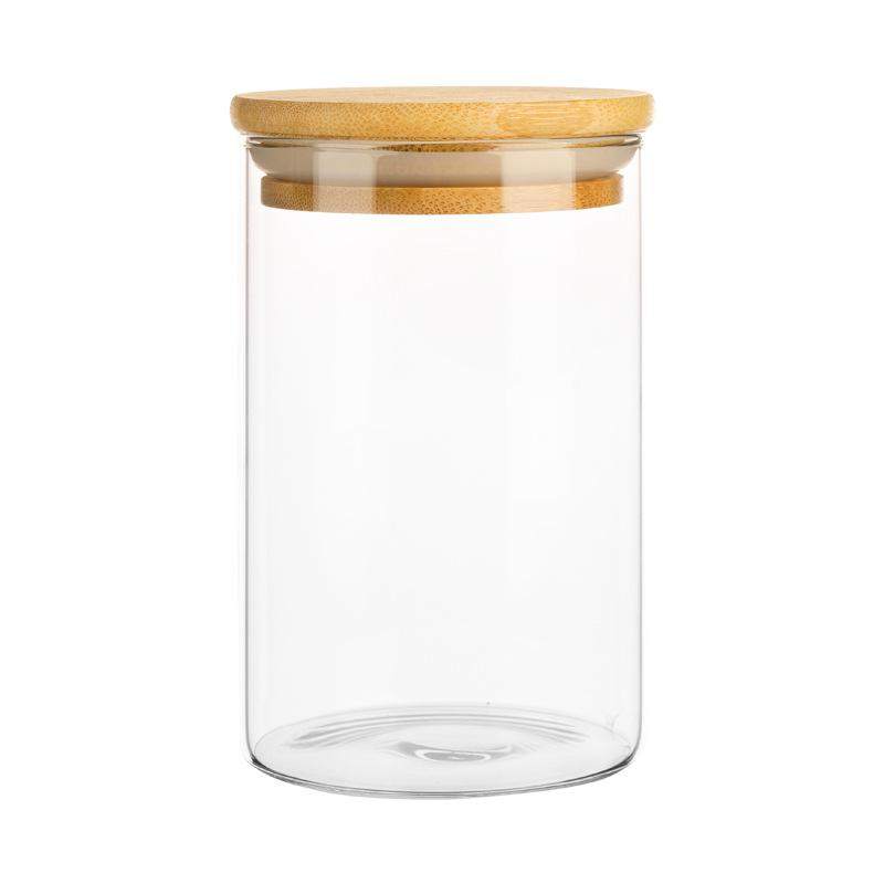 High Borosilicate Glass Kitchen Storage Jar with Bamboo Lid - Moisture-Proof and Transparent Tea & Grain Container
