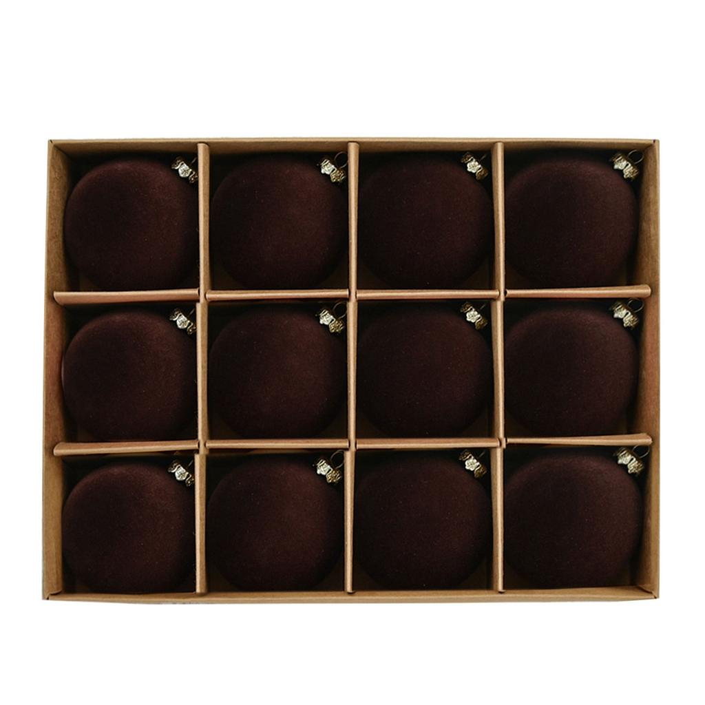 12Pcs Christmas Ball Ornament 6cm Multiple Colors Flocking Designs Decoration For Holiday Wreath Garland And Tree