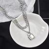 Hip Hop Personality Flow Cold Wind Double Layer Stacked Lockhead Necklace Female Neutral Collarbone Chain Sweater Chain