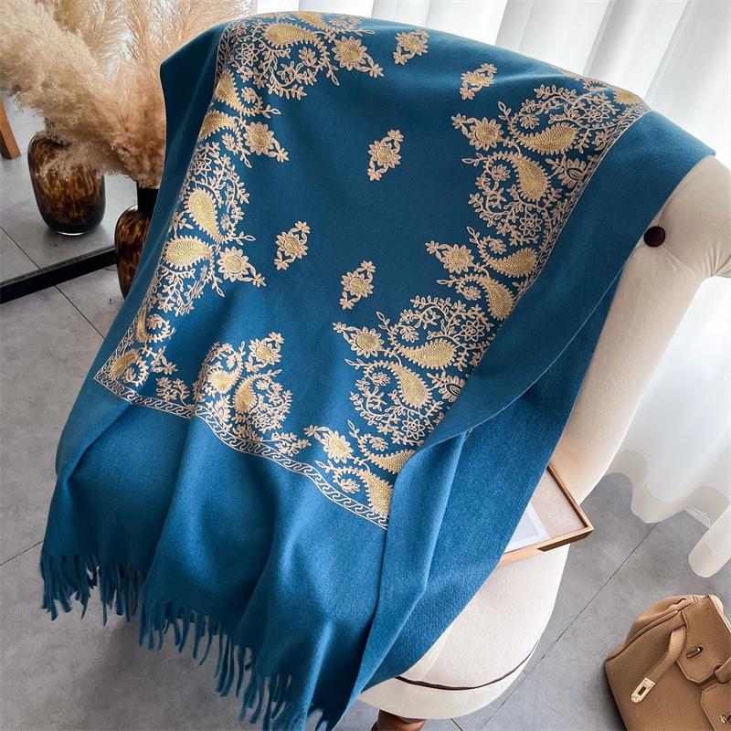 Luxury Thick Warm Shawl Winter Paisley Pashmina Blanket Poncho Stoles Print Cashmere Scarf Women Travel Wraps Bufanda Female