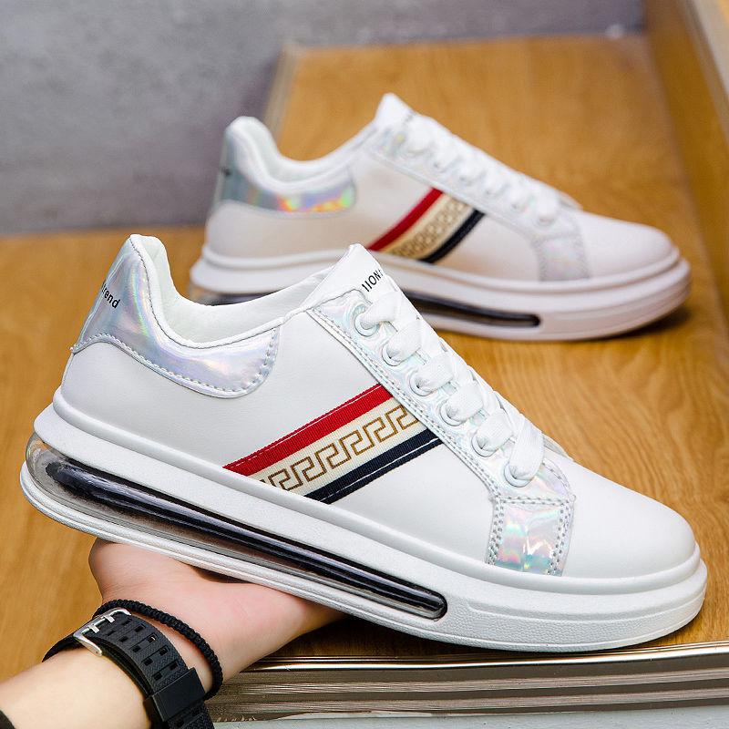 Spring and summer popular little white shoes student versatile air cushion shoes men's shoes thick sole heightening round head board shoes casual spo