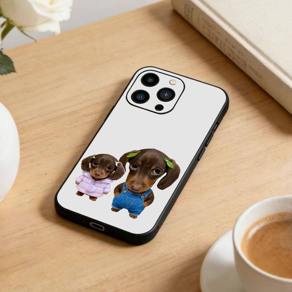 Goofy Dogs Big eyes Phone Case For iPhone 16,15,14,13,12,17,Pro Max,Plus Silicone Black Case