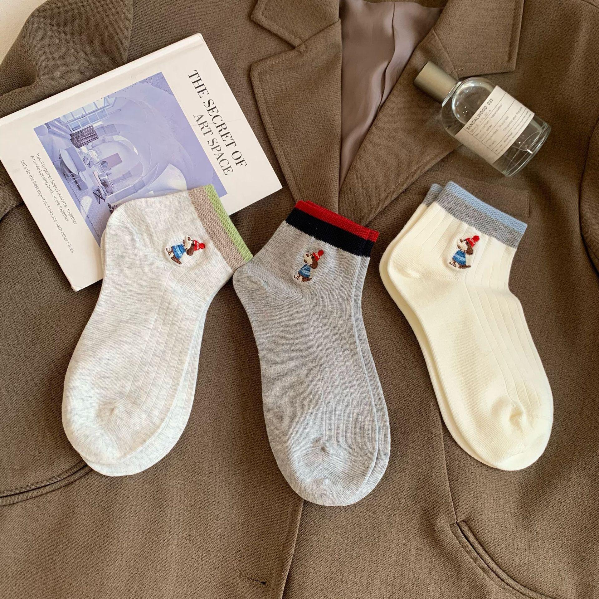 

Women s Cartoon Puppy Ruffle Mid-Calf Socks - White, Thickened Pure Cotton, Spring & Autumn 2026 Trend. One Size (35-40)