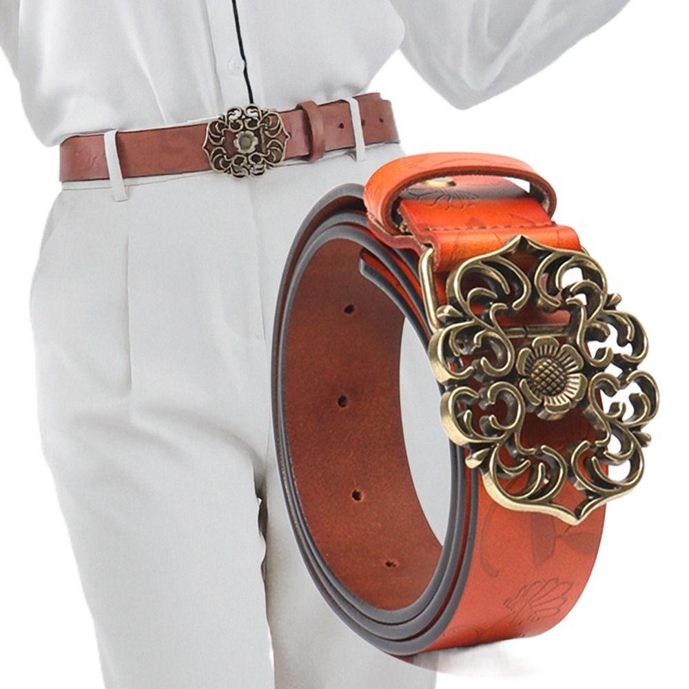 Casual Pin Buckle Waistband Wild Skirt Pants Bands Fashion Leather Belt  Women