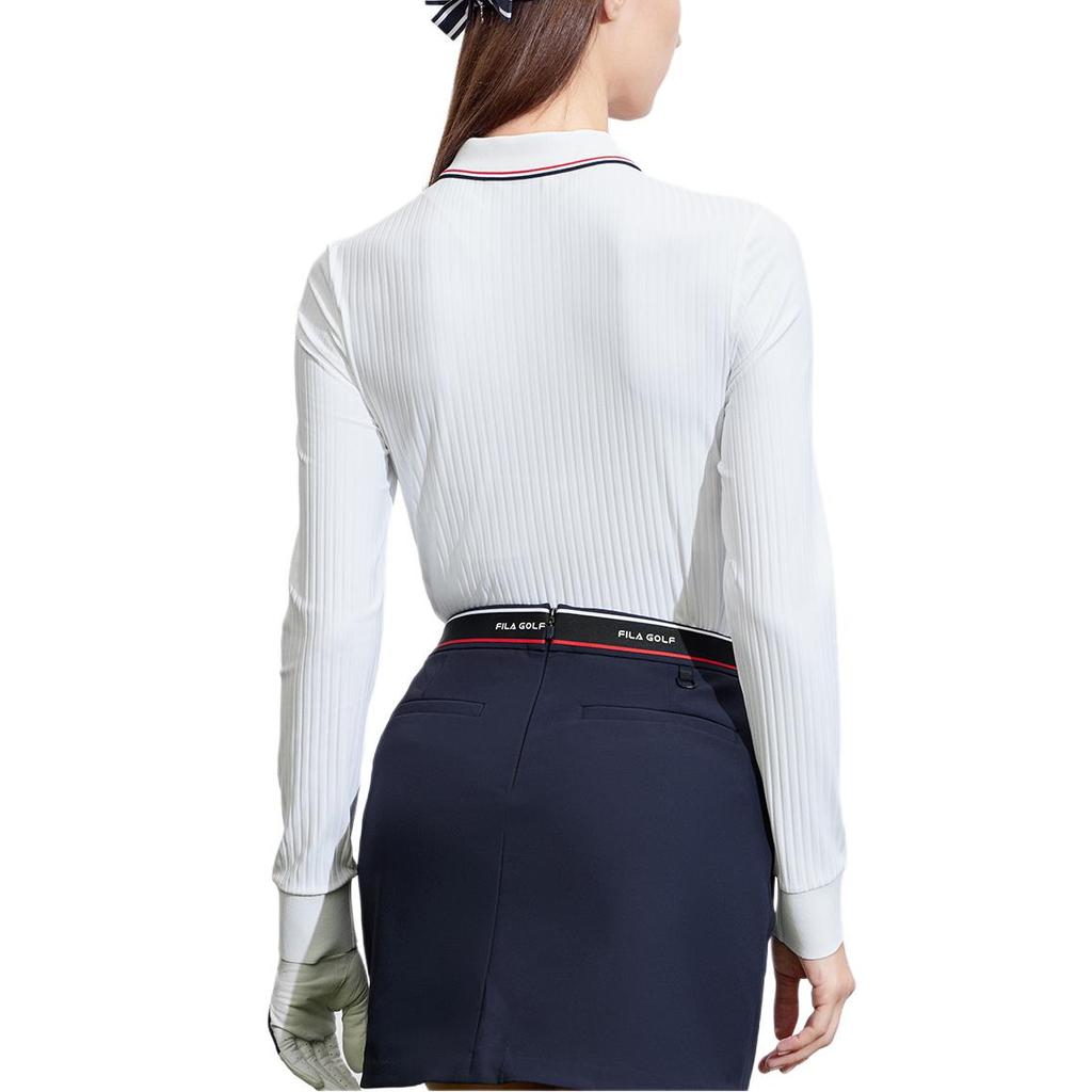 Fila Golf Series Color Block Long Sleeve Polo Shirt Women Tops Jade-White A11W415206F-WT