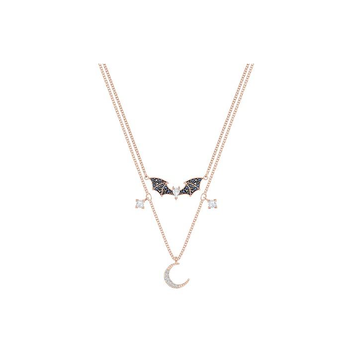 

Swarovski Mysterious Bat Moon Double Chain Necklace Women necklace Rose-Gold 5491565 Box (Random Color)
